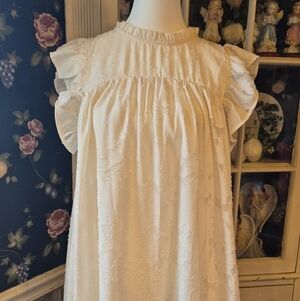 Umgee Cream Textured Ruffle-Sleeve Mini Dress